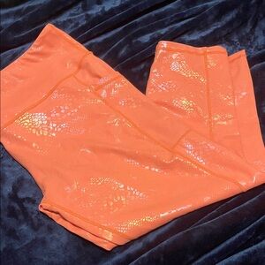 Constantly Varied Gear Glisten Here Pink shimmery snakeskin capri leggings